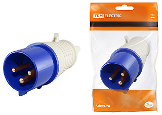 Вилка TDM 023 2Р+РЕ 32А 220В IP44 (0601-0004)