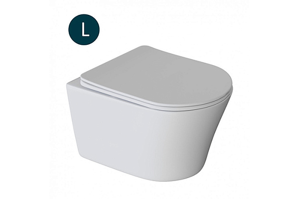 Унитаз подвесной безободковый WAVE TREND сиденье дюропласт, м/л, быстр, БЕЛЫЙ глянец (L)