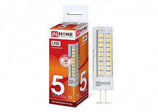 Лампа светодиодная IN HOME LED-JC 5Вт 12В G4 6500К 480Лм (6106)