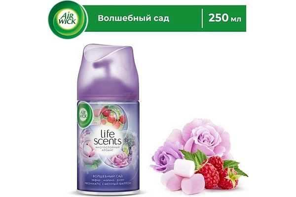 Освежитель воздуха AIRWICK сменный баллон волшебный сад 250мл (1/6)