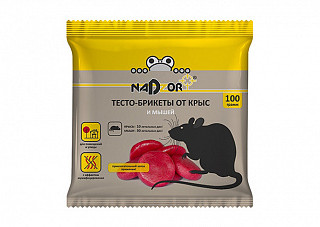 Тесто-брикет от крыс и мышей NADZOR 100гр (369)