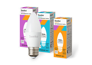 Лампа светодиодная SWEKO 42 LED-C35-15W-230-4000K-E27 (331)