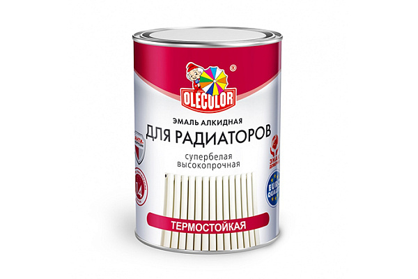 Эмаль алкидная для радиаторов OLECOLOR белый фас (0,9 кг)