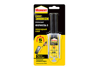 МОМЕНТ Супер Эпокси Формула 5 Клей эпоксидный Шприц на блистер-карте Прозрачный 14 мл 2751324/24