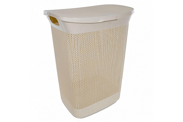 Корзина для белья KEEPLEX Ajur с откидной крышкой 50л 43х34х59см бежевый топаз KL4101  (1/2)