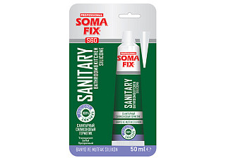 Герметик силиконовый SOMA FIX (санитарный (прозрачный), в тюбике 50 мл) S60