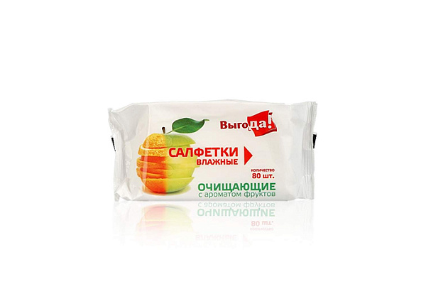 Салфетки влажные ВЫГОДА освежающие фруктовый аромат 80шт