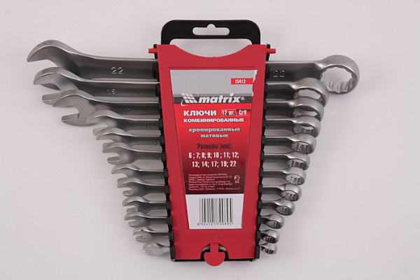 Ключи комбинир. набор MATRIX 6*22мм 12шт, матовые (15412)