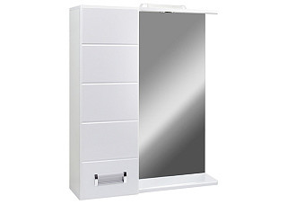 Зеркало шкаф Вега 60 DORATIZ левый, белый с подсветкой 600х150х700мм (2711.212)