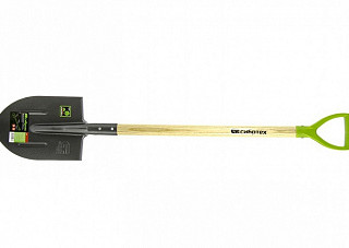 Лопата штыковая СИБРТЕХ деревянный лакированный черенок, черная, V-ручка (210х290х1150мм) (61479)