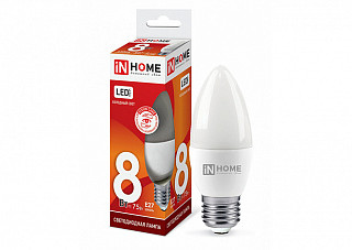 Лампа светодиодная LED-СВЕЧА-VC 8Вт 230В Е27 6500К 720Лм IN HOME