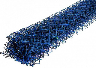Сетка-рабица загнутые концы с ПВХ покрытием, синяя (размер ячейки 50х50х2,2мм) (h=1,5м, L=10,0м)