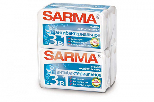 Мыло хозяйственное САРМА Антибактериальное 140г (483)