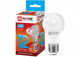 Лампа светодиодная IN HOME LED-A60-VC 12Вт 230В Е27 4000К 1080Лм (242)
