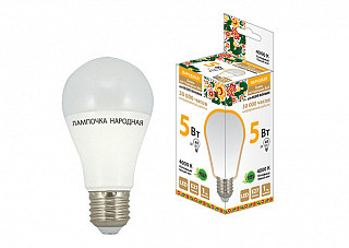 Лампа светодиодная TDM НЛ-LED-A60-5 Вт-230 В-4000 К-Е27, (58х109 мм), Народная (0340-0110)