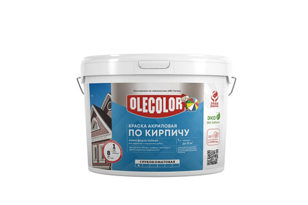 Краска акриловая OLECOLOR атмосферостойкая по кирпичу песочный (3,0кг) 