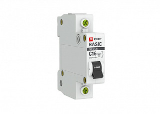 Автоматический выключатель ВА 47-29 1P 16А 4,5кА характеристика С EKF Basic (4729-1-16)