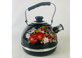 Чайник эмалированный Рубин ЦВЕТУЩИЙ ГРАНАТ черный, подвиж.ручка г.Ростов 3,5л ТМ04/35/02/37 (069)