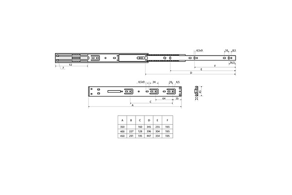 Направляющие шариковые StahlBuro 2шт 45-400/16" черный (1/20)