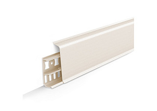Плинтус напольный с кабель-каналами 70мм 2,2м "Деконика", 033 Кремово-белый