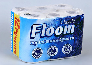 Туалетная бумага Floom  2сл белая 12 ШТ (728)