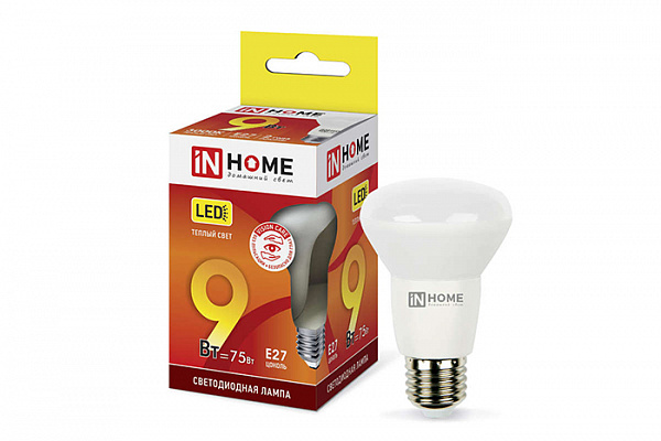 Лампа светодиодная IN HOME LED-R63-VC 9Вт 230В Е27 3000К 810Лм (301)