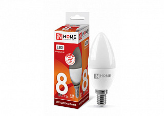 Лампа светодиодная IN HOME LED-СВЕЧА-VC 8Вт 230В Е14 6500К 720Лм (806/408)
