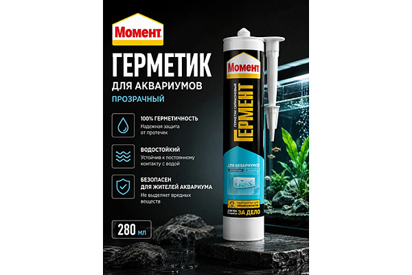 Герметик МОМЕНТ ГЕРМЕНТ для аквариумов прозрачный 280мл 1997824 (1/12)