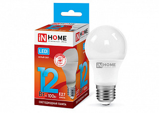 Лампа светодиодная IN HOME LED-A60-VC 12Вт 230В Е27 6500К 1140Лм (259)